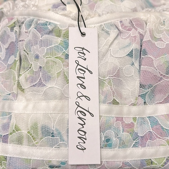 For Love And Lemons Loretta Lace Floral Mini Dress Ivory NWT Size XS - Picture 13 of 14